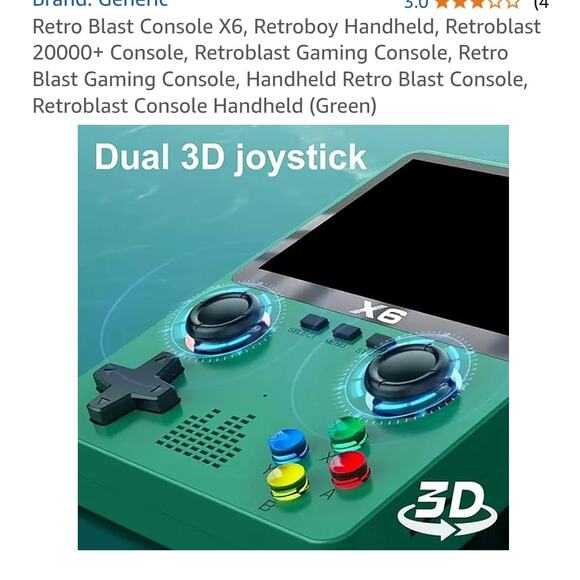 Screen Handheld Game Player X6 Ips Dual Simulators Video Console Retro BLACK - Picture 3 of 5